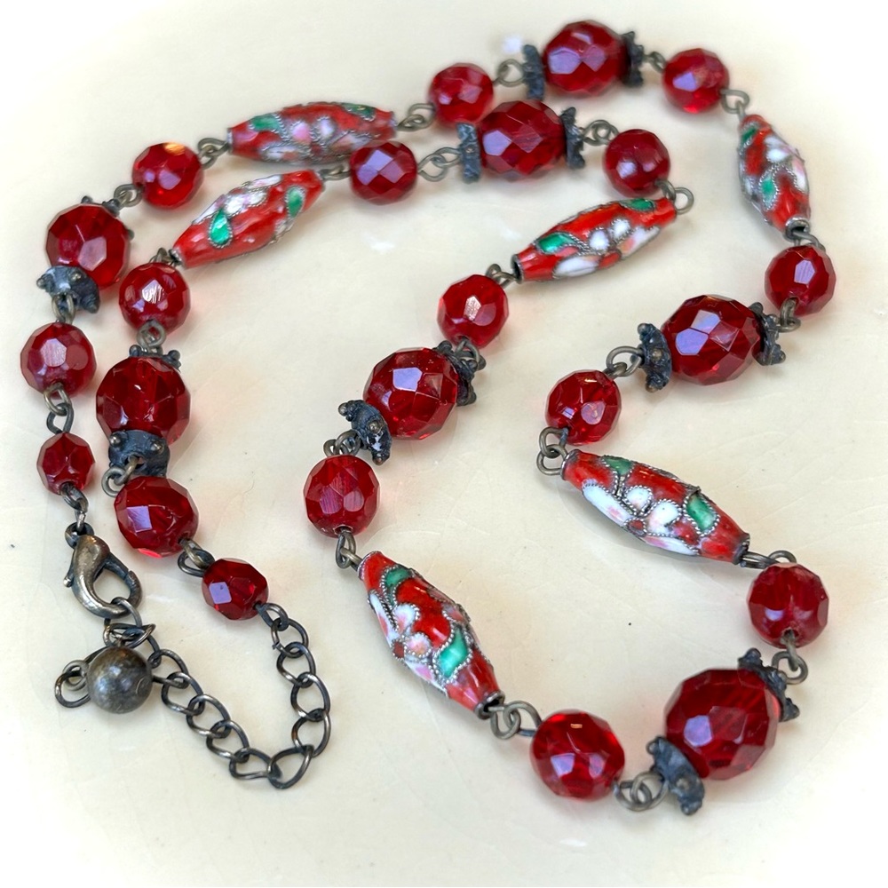Vintage Cloisonné beaded necklace